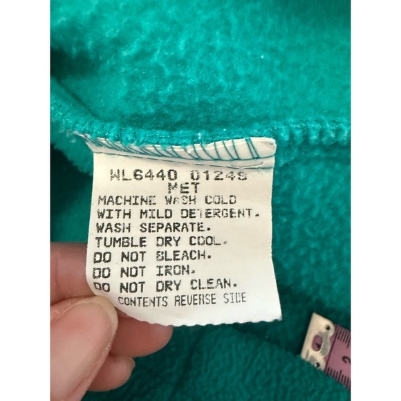 Vintage Columbia Fleece Pullover Snap Sweatshirt USA Turquoise Navy Women Medium - Picture 15 of 16